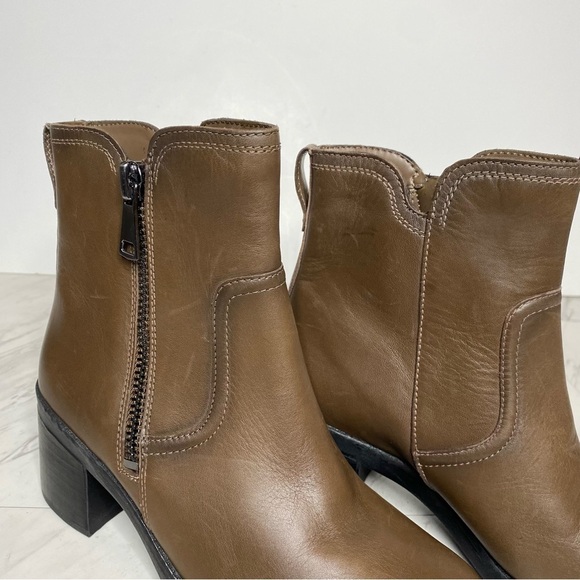 New! Naturalizer Emmy Brown Leather Square Toe Bootie 7W - Picture 9 of 15